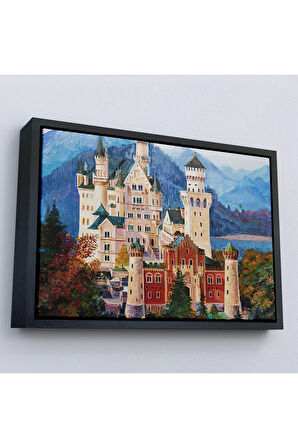 Ahşap Çerçeveli Almanya'Nın Bavyera Kentindeki Ünlü Neuschwanstein Kalesi Tablo-7099