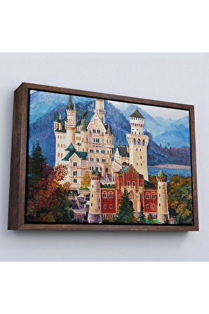 Ahşap Çerçeveli Almanya'Nın Bavyera Kentindeki Ünlü Neuschwanstein Kalesi Tablo-7099