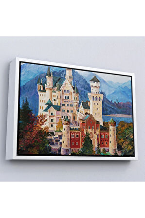 Ahşap Çerçeveli Almanya'Nın Bavyera Kentindeki Ünlü Neuschwanstein Kalesi Tablo-7099