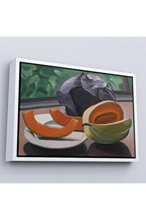 Ahşap Çerçeveli Auguste Herbin - Kavunlu Natürmort - Still Life With Melon-7101