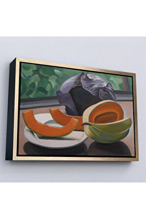 Ahşap Çerçeveli Auguste Herbin - Kavunlu Natürmort - Still Life With Melon-7101