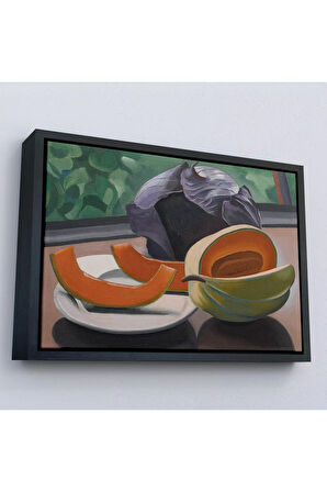 Ahşap Çerçeveli Auguste Herbin - Kavunlu Natürmort - Still Life With Melon-7101