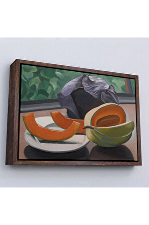Ahşap Çerçeveli Auguste Herbin - Kavunlu Natürmort - Still Life With Melon-7101
