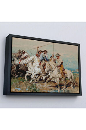 Ahşap Çerçeveli Henri Émilien Rousseau - Savaşa Hazırlanmak Tablo-7110