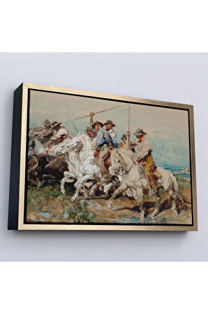 Ahşap Çerçeveli Henri Émilien Rousseau - Savaşa Hazırlanmak Tablo-7110