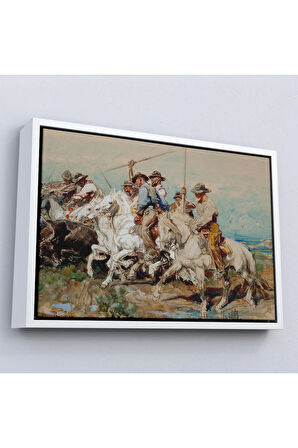 Ahşap Çerçeveli Henri Émilien Rousseau - Savaşa Hazırlanmak Tablo-7110