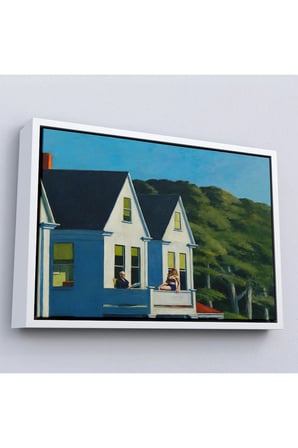 Ahşap Çerçeveli Edward Hopper - İkinci Kat Güneş Işığı Tablo - Second Story Sunlight-7129