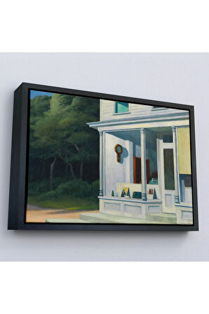 Ahşap Çerçeveli Edward Hopper - Sabah Yedi'De Tablosu - Seven A.M-7130
