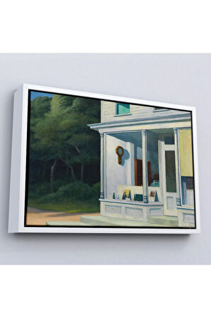 Ahşap Çerçeveli Edward Hopper - Sabah Yedi'De Tablosu - Seven A.M-7130