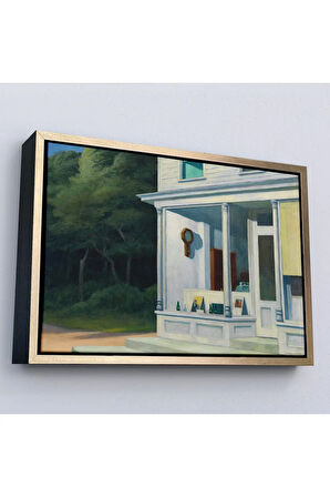 Ahşap Çerçeveli Edward Hopper - Sabah Yedi'De Tablosu - Seven A.M-7130