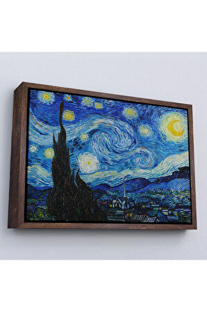 Ahşap Çerçeveli Vincent Van Gogh - Yıldızlı Gece Tablo - The Starry Night-7133