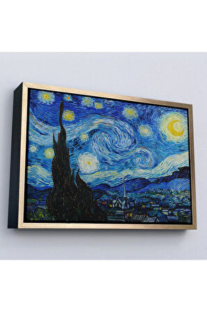 Ahşap Çerçeveli Vincent Van Gogh - Yıldızlı Gece Tablo - The Starry Night-7133