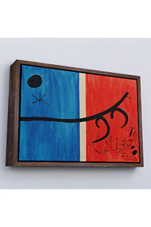 Ahşap Çerçeveli Joan Miro - El Vol De L'Alosa Çalışması Tablo-7135