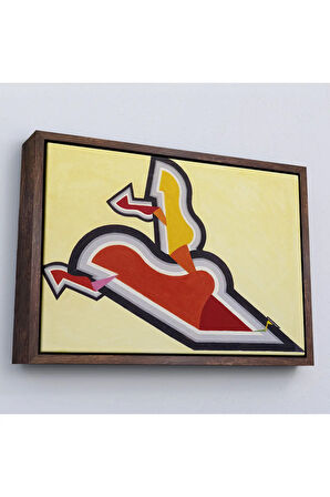 Ahşap Çerçeveli Joseph Schillinger - Ritim Çalışması Tablo - Study İn Rhythm: Red And Gold-7136