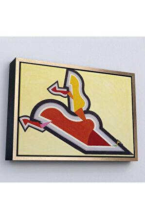 Ahşap Çerçeveli Joseph Schillinger - Ritim Çalışması Tablo - Study İn Rhythm: Red And Gold-7136