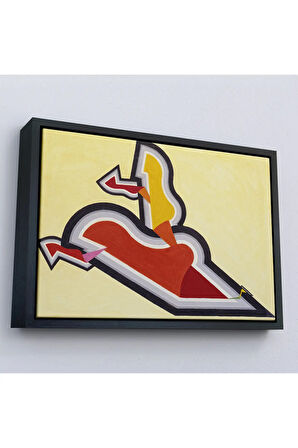 Ahşap Çerçeveli Joseph Schillinger - Ritim Çalışması Tablo - Study İn Rhythm: Red And Gold-7136