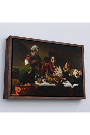Ahşap Çerçeveli Caravaggio - Emmaus'Ta Akşam Yemeği Tablo - Supper At Emmaus-7137