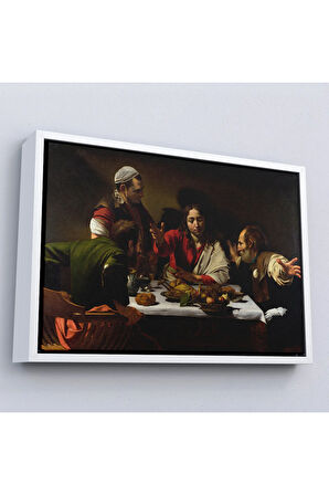Ahşap Çerçeveli Caravaggio - Emmaus'Ta Akşam Yemeği Tablo - Supper At Emmaus-7137