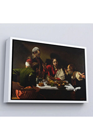 Ahşap Çerçeveli Caravaggio - Emmaus'Ta Akşam Yemeği Tablo - Supper At Emmaus-7137