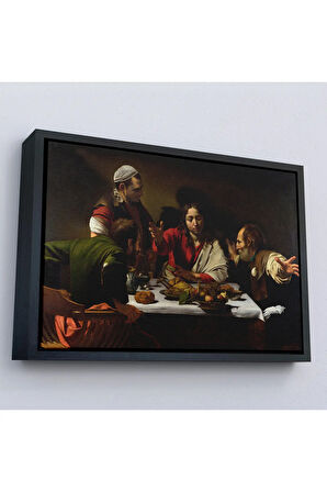 Ahşap Çerçeveli Caravaggio - Emmaus'Ta Akşam Yemeği Tablo - Supper At Emmaus-7137