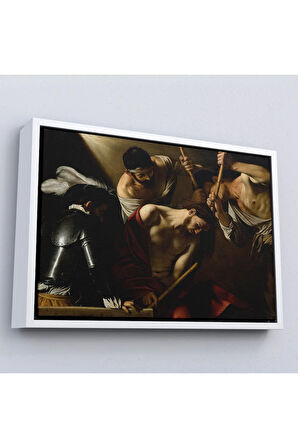 Ahşap Çerçeveli Caravaggio - Dikenlerle Taçlandırma Tablo - The Crowning With Thorns-7142