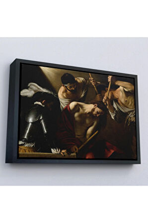 Ahşap Çerçeveli Caravaggio - Dikenlerle Taçlandırma Tablo - The Crowning With Thorns-7142