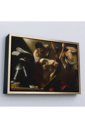 Ahşap Çerçeveli Caravaggio - Dikenlerle Taçlandırma Tablo - The Crowning With Thorns-7142
