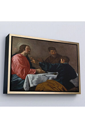 Ahşap Çerçeveli Diego Velázquez - Emmaus'Ta Akşam Yemeği Tablo - The Supper At Emmaus-7145
