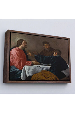 Ahşap Çerçeveli Diego Velázquez - Emmaus'Ta Akşam Yemeği Tablo - The Supper At Emmaus-7145