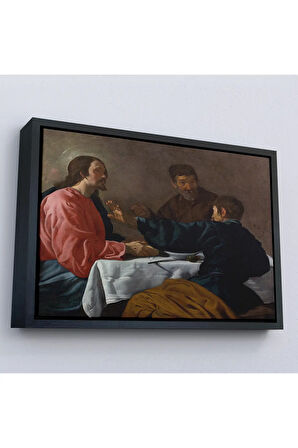 Ahşap Çerçeveli Diego Velázquez - Emmaus'Ta Akşam Yemeği Tablo - The Supper At Emmaus-7145