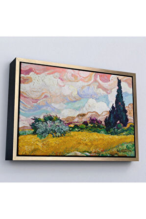 Ahşap Çerçeveli Vincent Van Gogh - Buğday Tarlası Tablo-7150