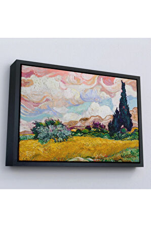 Ahşap Çerçeveli Vincent Van Gogh - Buğday Tarlası Tablo-7150