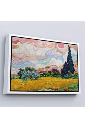 Ahşap Çerçeveli Vincent Van Gogh - Buğday Tarlası Tablo-7150