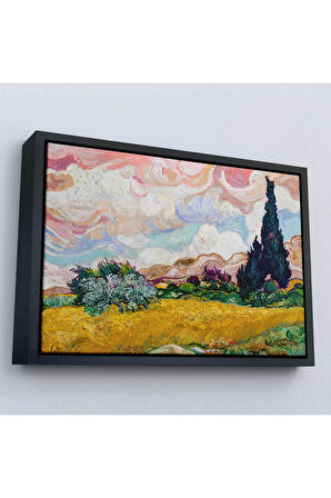 Ahşap Çerçeveli Vincent Van Gogh - Buğday Tarlası Tablo-7150