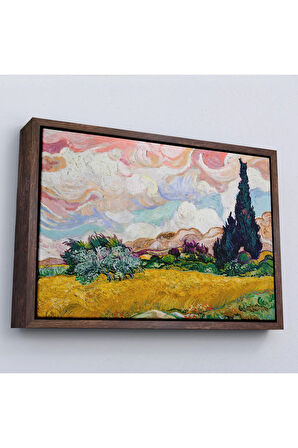 Ahşap Çerçeveli Vincent Van Gogh - Buğday Tarlası Tablo-7150