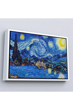 Ahşap Çerçeveli Vincent Van Gogh - Yıldızlı Geceler Tablo-7151