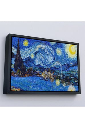 Ahşap Çerçeveli Vincent Van Gogh - Yıldızlı Geceler Tablo-7151