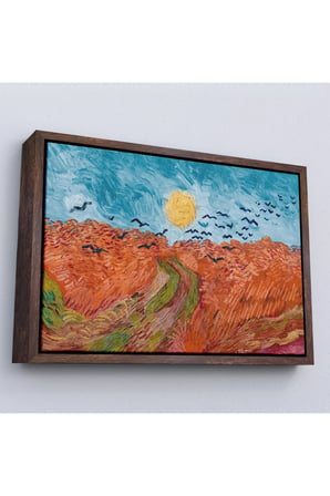 Ahşap Çerçeveli Vincent Willem Van Gogh - Kargalarla Buğday Tarlası Tablo-7152