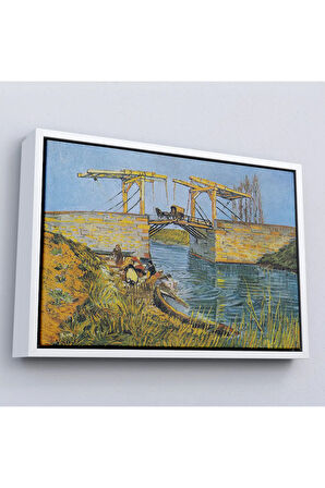 Ahşap Çerçeveli Vincent Willem Van Gogh - Arles Köprüsü Tablo - Bridge At Arles-7154