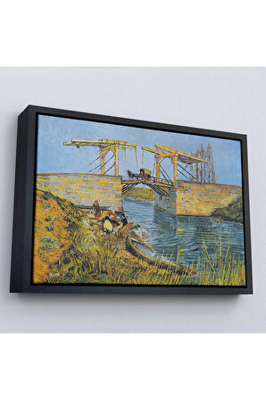 Ahşap Çerçeveli Vincent Willem Van Gogh - Arles Köprüsü Tablo - Bridge At Arles-7154