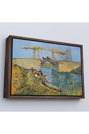 Ahşap Çerçeveli Vincent Willem Van Gogh - Arles Köprüsü Tablo - Bridge At Arles-7154