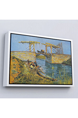 Ahşap Çerçeveli Vincent Willem Van Gogh - Arles Köprüsü Tablo - Bridge At Arles-7154