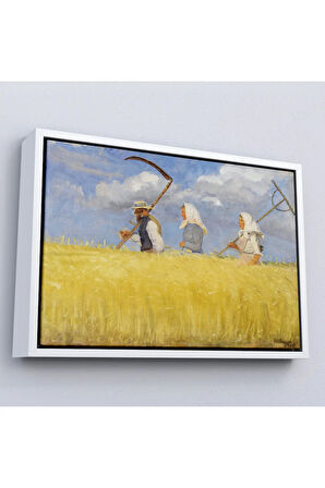 Ahşap Çerçeveli Anna Ancher - İşçiler Tablo - Harvesters-7156