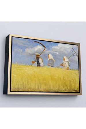 Ahşap Çerçeveli Anna Ancher - İşçiler Tablo - Harvesters-7156