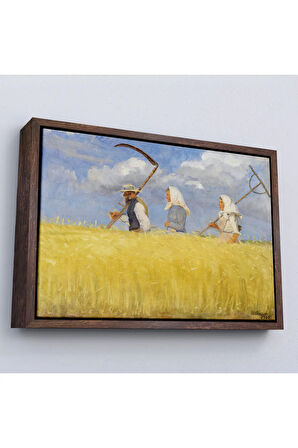 Ahşap Çerçeveli Anna Ancher - İşçiler Tablo - Harvesters-7156