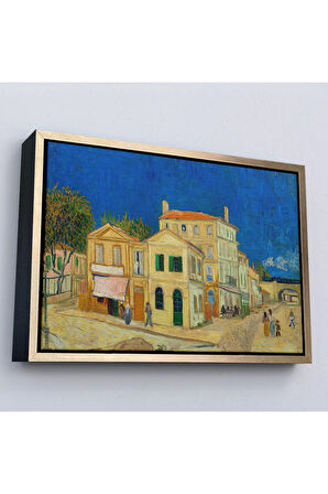 Ahşap Çerçeveli Vincent Willem Van Gogh - Sarı Ev Tablosu-7157
