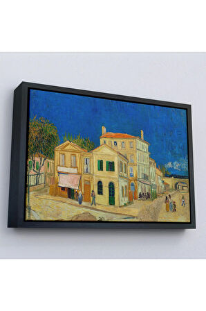 Ahşap Çerçeveli Vincent Willem Van Gogh - Sarı Ev Tablosu-7157