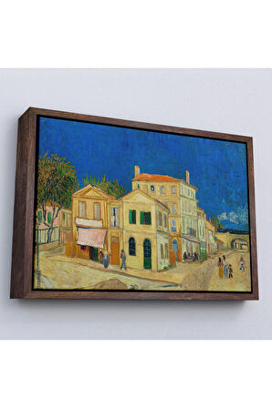 Ahşap Çerçeveli Vincent Willem Van Gogh - Sarı Ev Tablosu-7157