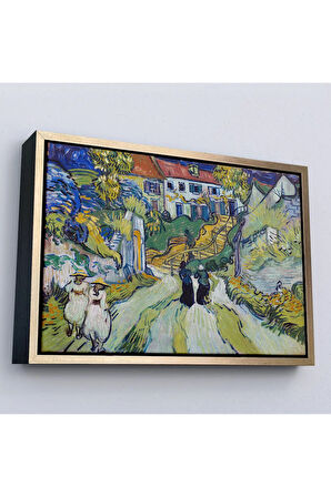 Ahşap Çerçeveli Vincent Willem Van Gogh - Auvers'Deki Merdiven Tablosu - Stairway At Auvers-7158