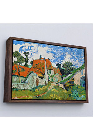 Ahşap Çerçeveli Vincent Willem Van Gogh - Auvers-Sur-Oise'Daki Sokak Tablosu-7159